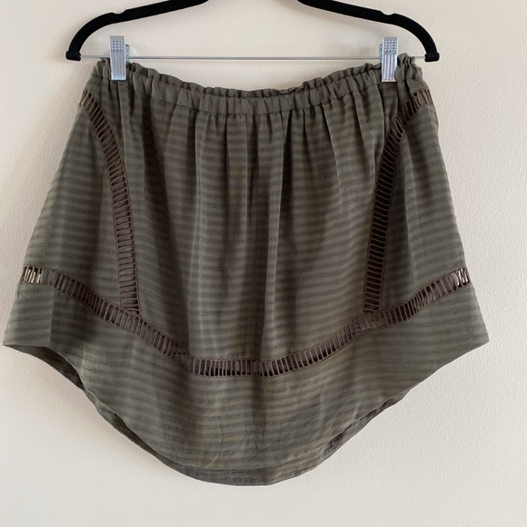 IRO Silk Army Green Mini Skirt - Picture 3 of 3